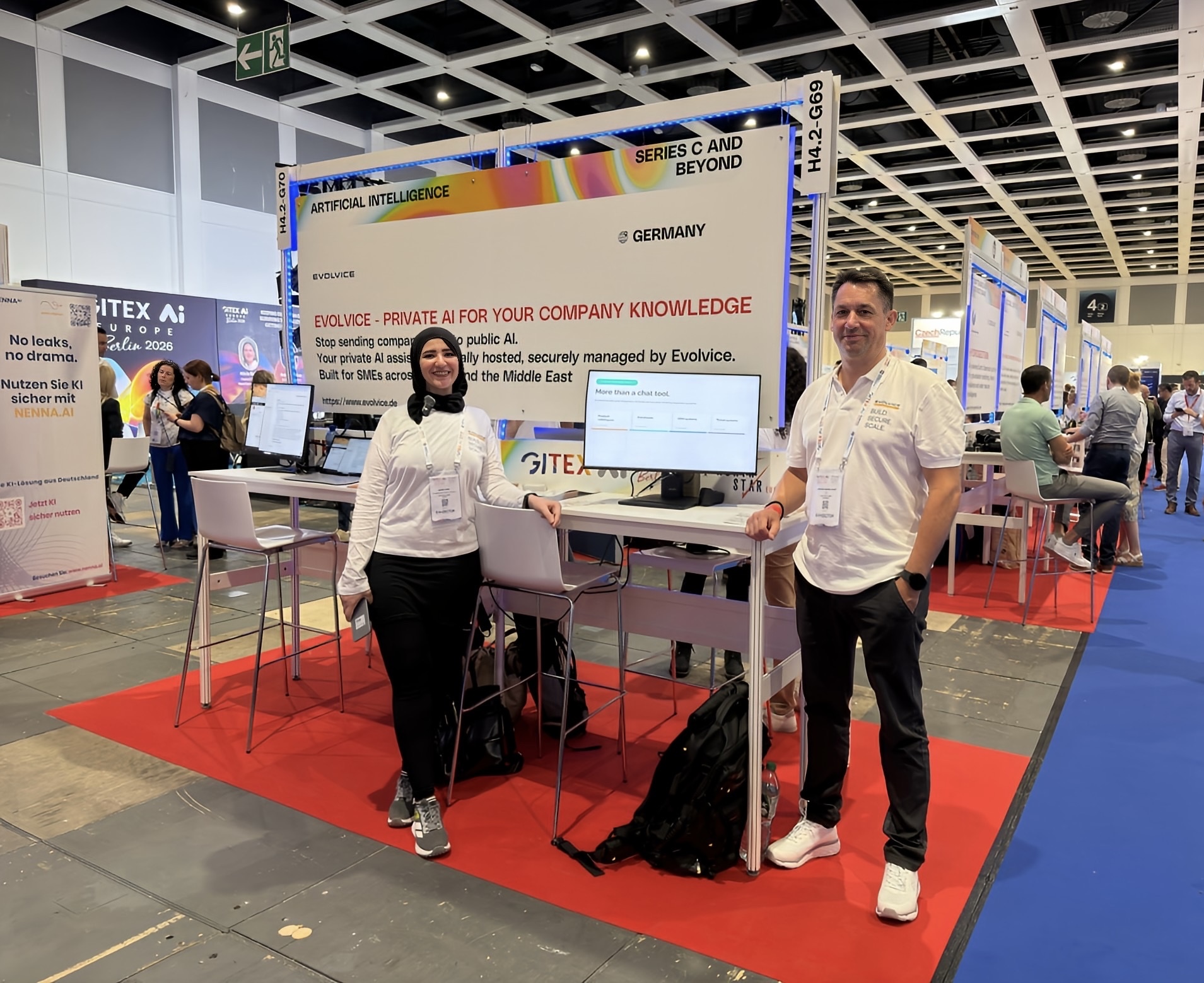 Evolvice booth at Hall 4.2 booth H4.2-G69/G70 — Messe Berlin